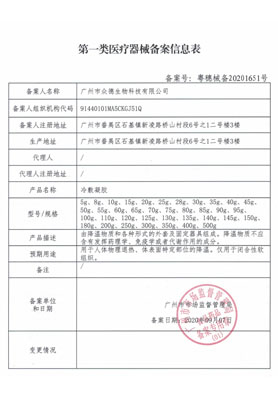 第一類(lèi)醫(yī)療器械備案信息表